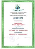 Диплом за участие в районном конкурсе"Лучший по профессии" в номинации "Верность признанию"