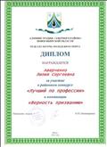 Диплом за участие в районном конкурсе"Лучший по профессии" в номинации "Верность признанию" Диплом за участие в районном конкурсе"Лучший по профессии" в номинации "Верность признанию"